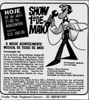 Cartaz do show do dia do atentado - De Lá Pra Cá