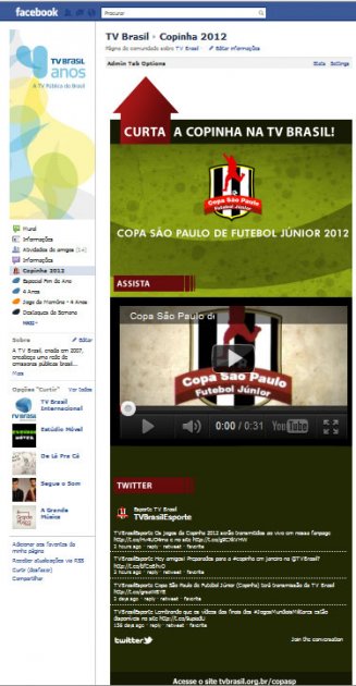 Landing Page da Copinha - Copa São Paulo de Futebol Júnior no Facebook