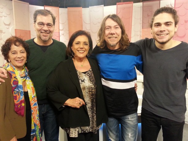 Lilibeth Cardozo, Dudu Falcão, Leda Nagle, Lenine e Bruno Giorgi em tarde de festa no programa
