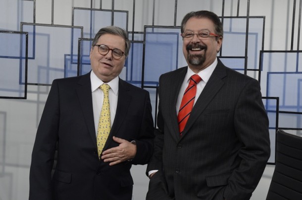 Paulo Moreira Leite e Florestan Fernandes Jr. no estúdio do Espaço Público