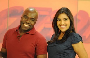 Os paresentadores do Stadium, Naná Nascimento e Daniela Christopher